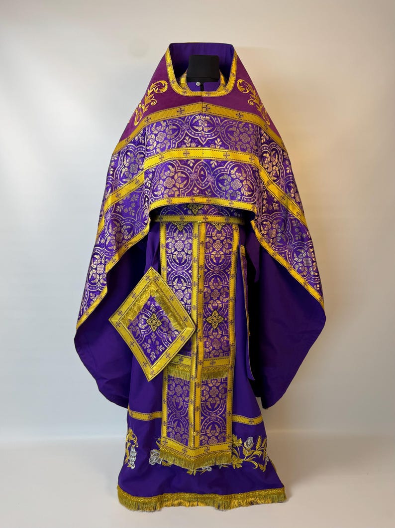 Purple Orthodox Priest Vestments | Ecclesiastical Set | Gift for Priest ...