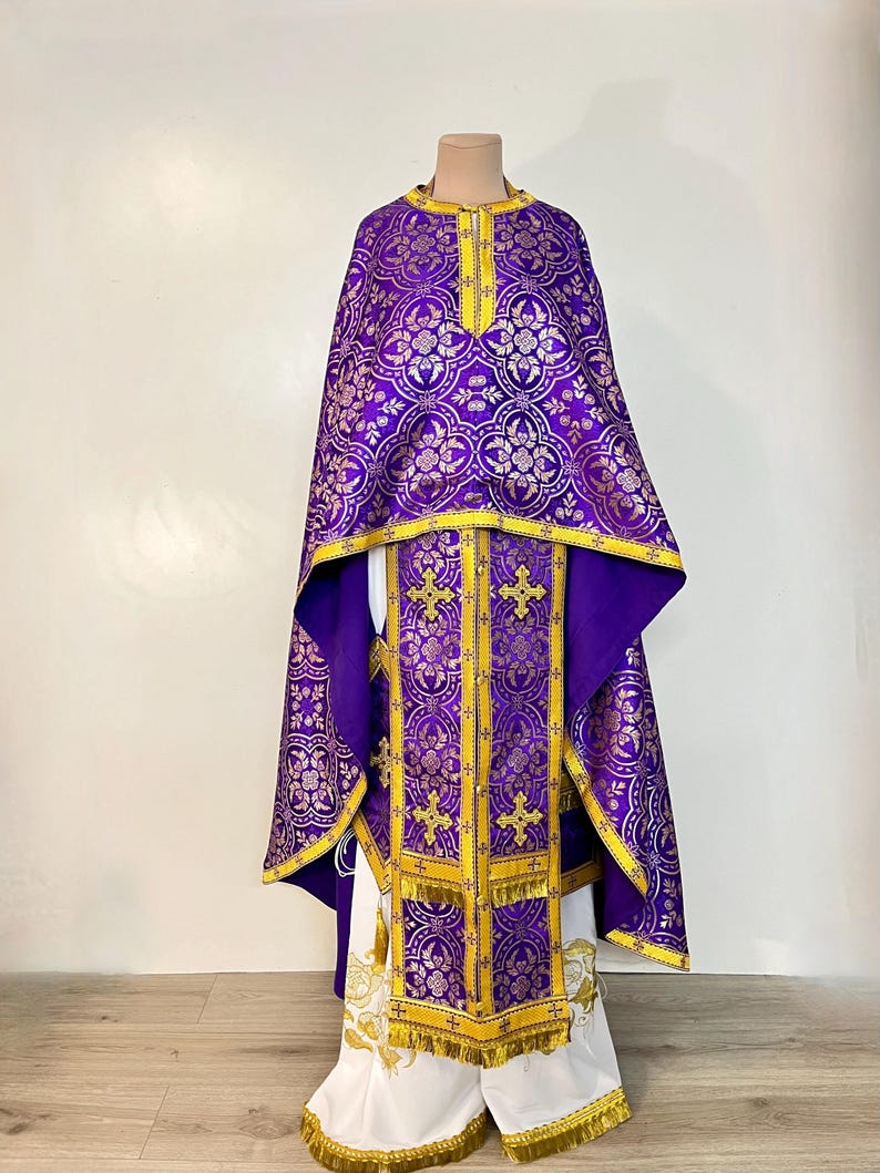 Greek Orthodox Priest Vestments | Purple & Gold Liturgical Robe - Etsy