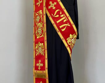 Embroidered Velvet Orthodox Double Orarion | Protodeacon Vestment