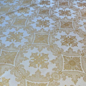 Brocade Fabric | Liturgical Fabric White Gold | Non Metallic Brocade | White gold church fabric | Altar cloth | Brocade for priest