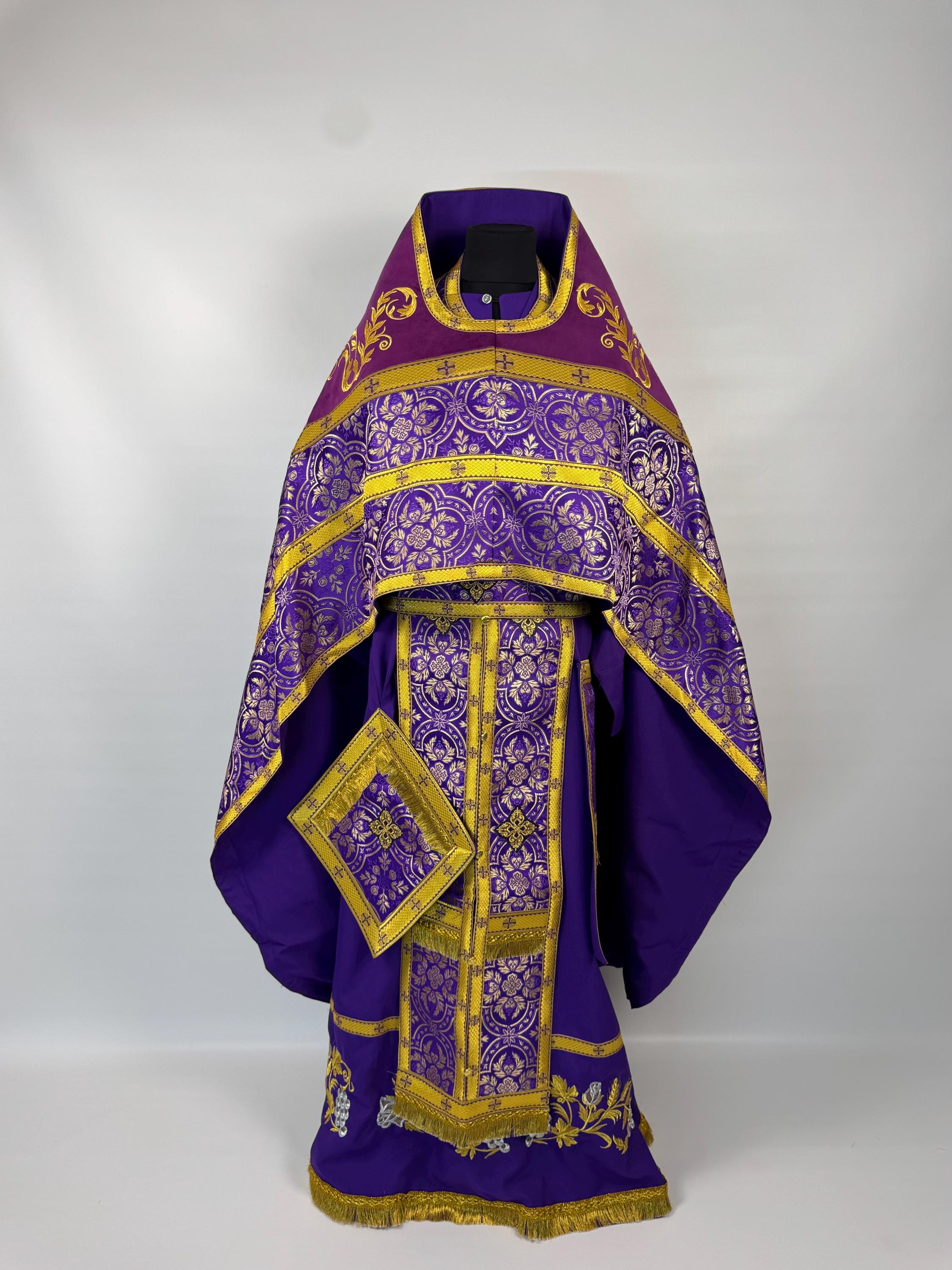 Purple Orthodox Priest Vestments | Ecclesiastical Set | Gift for Priest ...