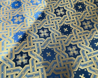 Blue Church Brocade Fabric | Polyester Viscose, Vestment Altar Fabric