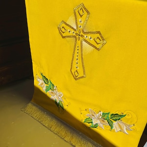 Altar cover in gabardine | Embroidered Covers for the  Prothesis table | Vestment on the throne and the altar | Oblation table vestment