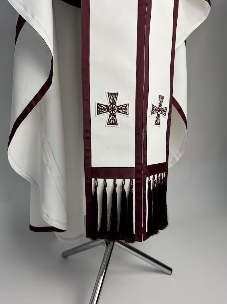 Lightweight white Orthodox priest vestment in Greek style — complete summer set including sticharion image 8