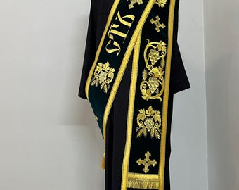Embroidered Velvet Double Orarion | Orthodox Deacon Vestment