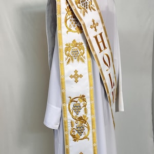 Deacon orarion | Protodeacon&#39;s orarion | Embroidered Priest Stole with &#39;HOLY&#39; | Orthodox orarion | Deacon vestments set