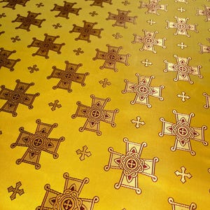 Yellow Liturgical Fabrics | Non Metallic Brocade | Church Fabrics | Church Brocade | Clerical fabric for vestments