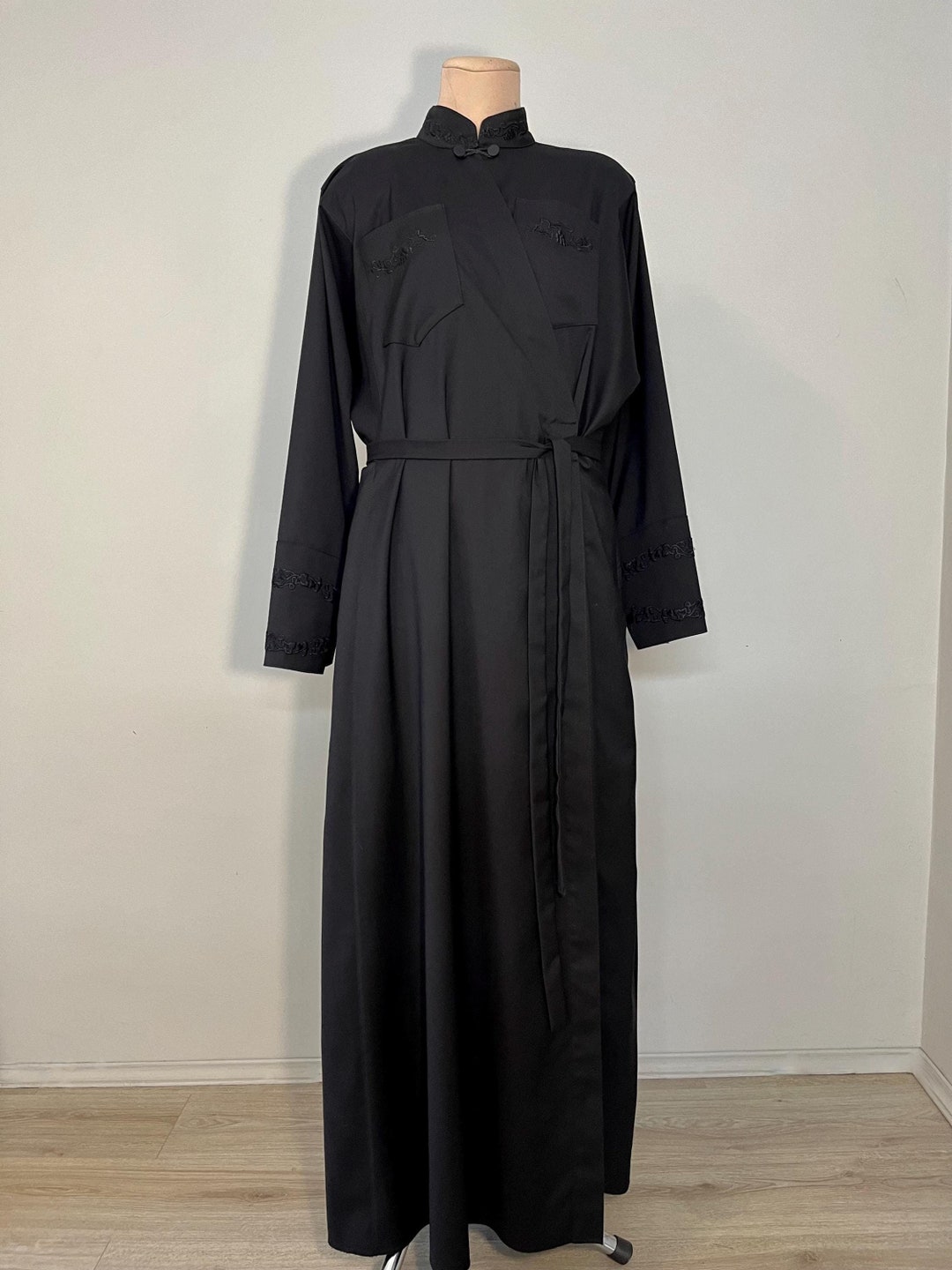 Cassock Style Robe Black Greek Style Cassock | Embroidered Priest Undercassock Robe - Etsy
