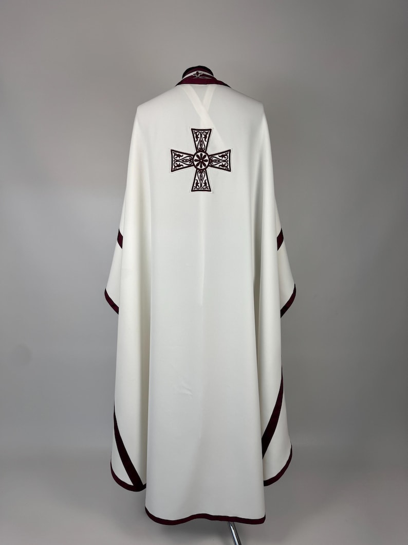 Lightweight white Orthodox priest vestment in Greek style — complete summer set including sticharion image 4