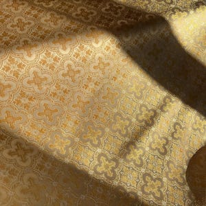 Liturgical Fabric | Orthodox Vestment Fabric |Brocade Fabric | Liturgical Fabric White Gold | Non Metallic Brocade | Church fabric