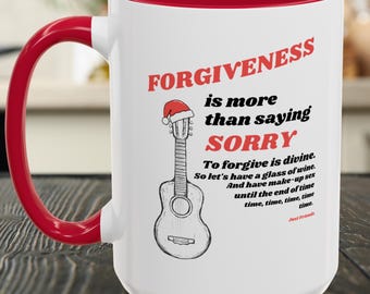 Taza de 444 ml con la frase "Perdonar es más que pedir perdón" / Frase de la película "Just Friends" / Taza con frase de película navideña / Película navideña "Just Friends"