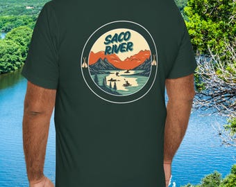 Camiseta gráfica del río Saco / Río Saco, Nuevo Hampshire / Río Saco, Maine / Kayak en el río Saco / Canoa en el río Saco / Camiseta del río Saco