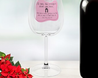 Cita de New Girl en copa de vino de 12 oz / Cita de Jess Day de New Girl en copa de vino / Regalo de New Girl / Merchandising de New Girl / Regalo para fans de New Girl