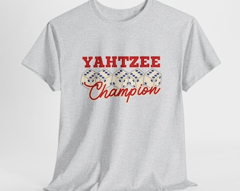 Camiseta Yahtzee Champion, camiseta para la noche de juegos, camiseta unisex de algodón grueso