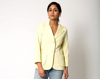 Yellow Wool Blend Utility Vintage Blazer Jacket