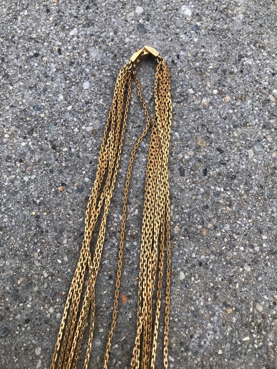 Monet Gold Plated Vintage Long Chain Tassel Neckl… - image 5