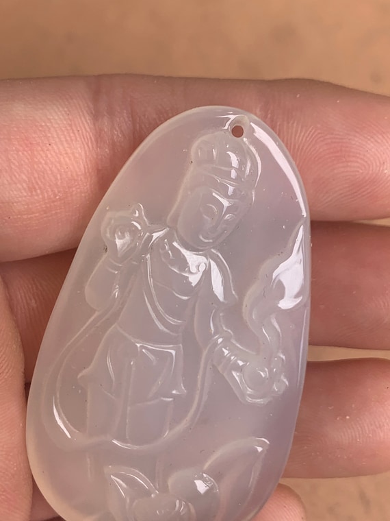 Chinese Asian Clear Translucent Jade Vintage Larg… - image 2