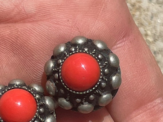 Southwestern Silver Tone Red Stone Mexican Style … - image 2