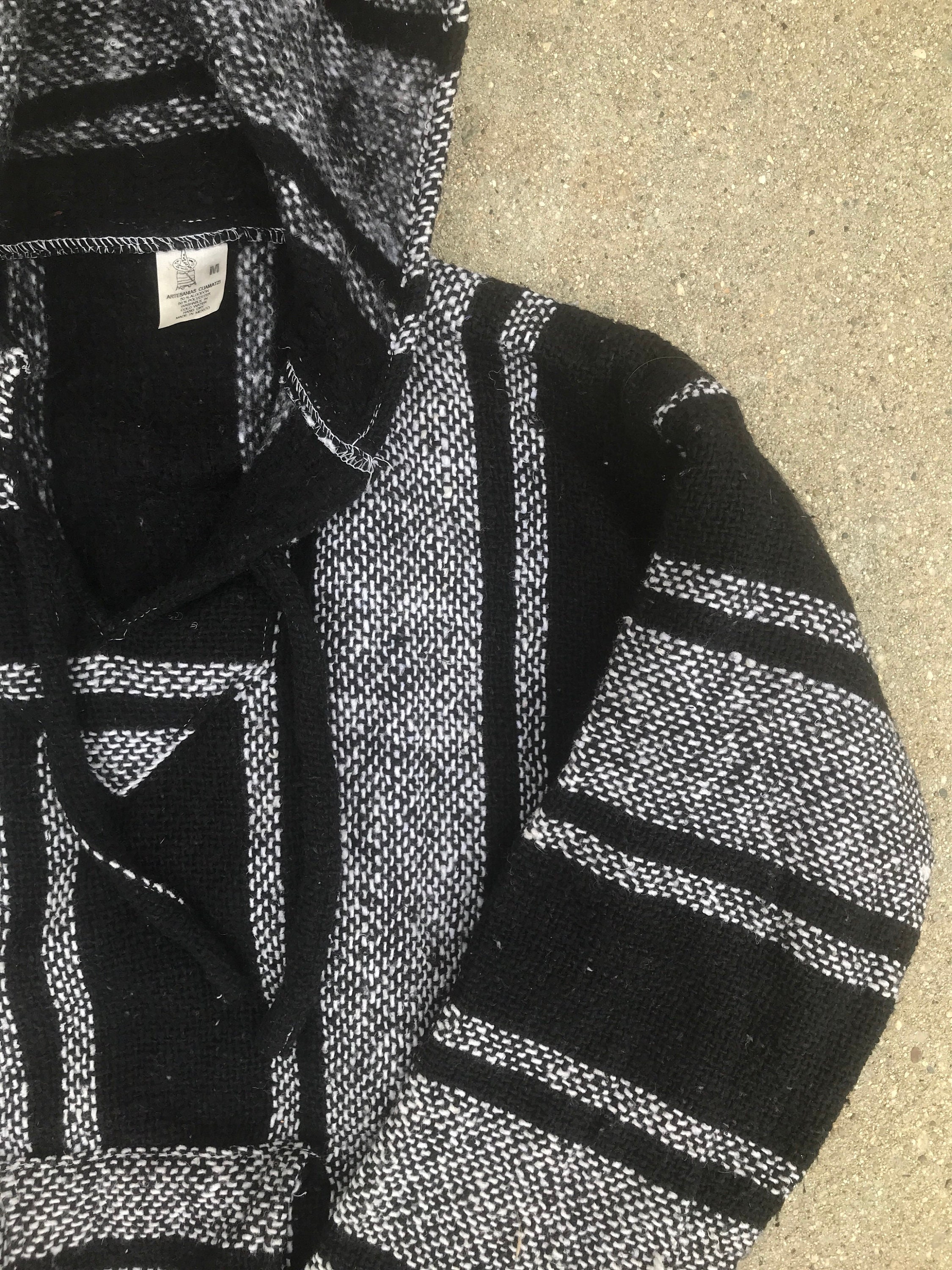 Vintage Surfer Mexican Ethnic Boho Black and White Poncho - Etsy