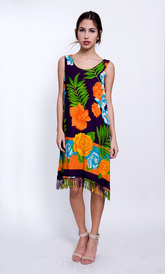 The Vintage Purple Saigon Tank Fringe Dress