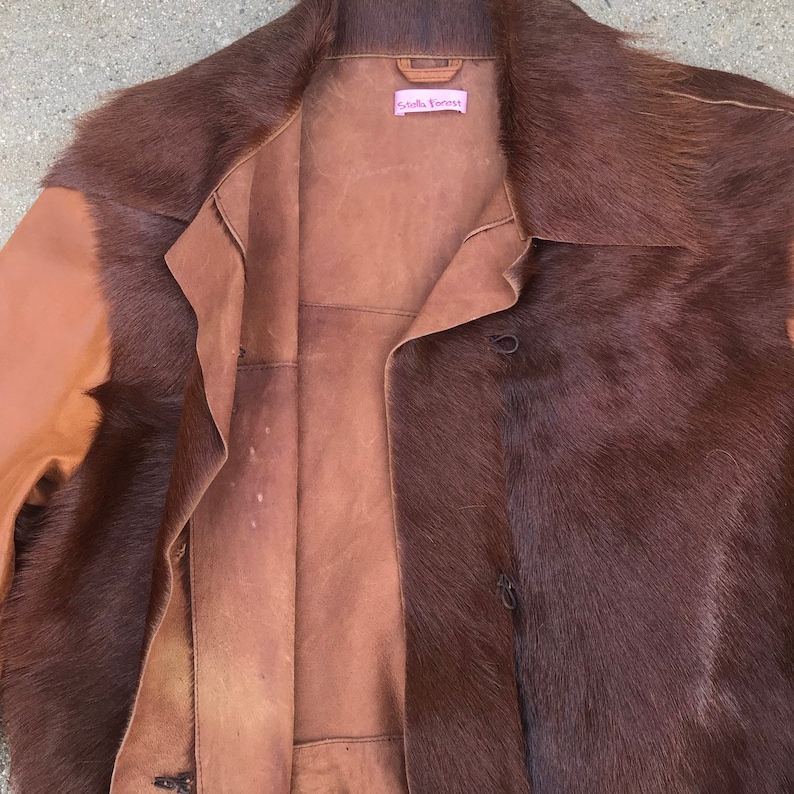 Stella Forest Brown Goat Leather and Hair Vintage Jacket Size 2