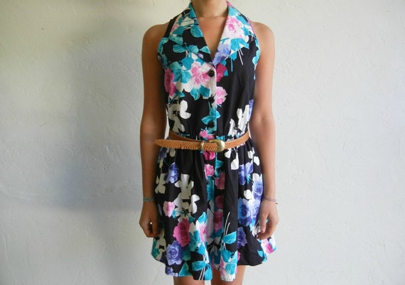 Black Floral Print Romper - image 2