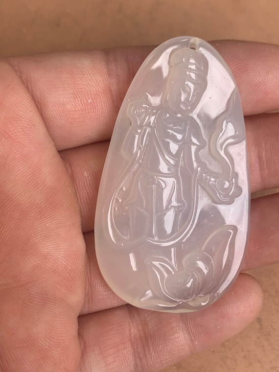 Chinese Asian Clear Translucent Jade Vintage Larg… - image 1