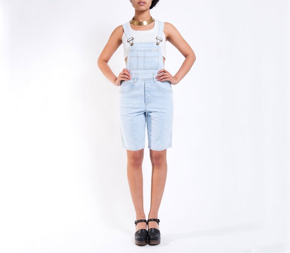 vintage shortall light blue denim overalls