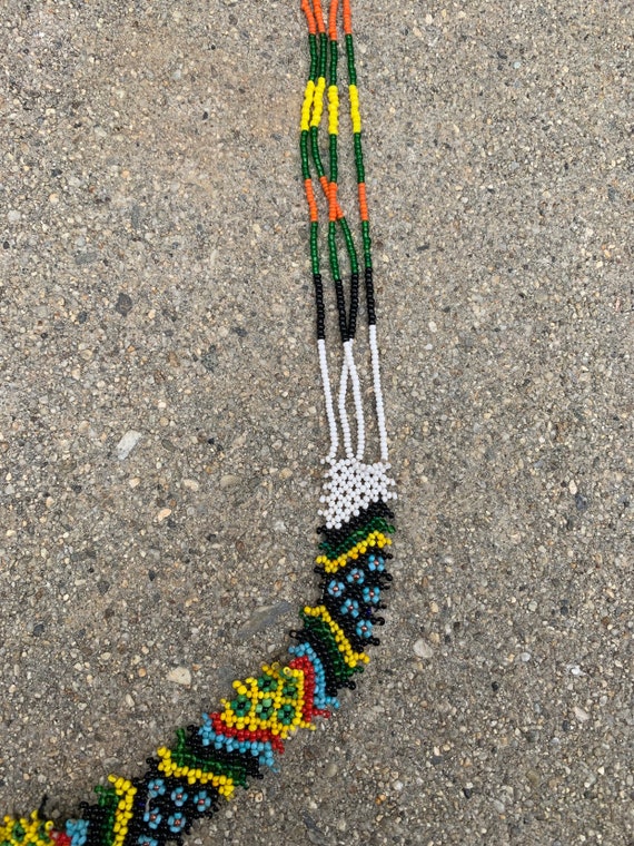 Vintage Beaded African Multicolored Long Necklace - image 3