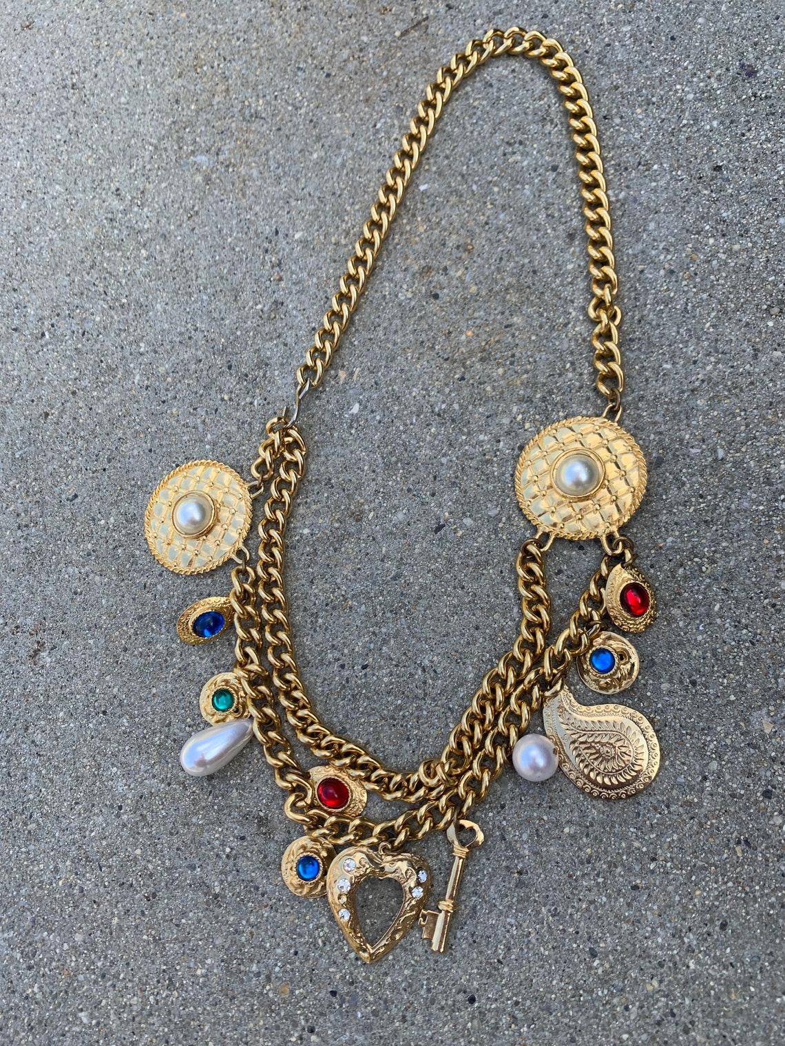 Treasure Chest Gold Plated Costume Jewelry Gemstone Vintage Etsy