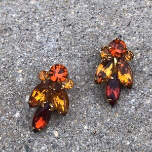 Vintage Amber and Brown Bumblebee Clip On Earrings image 3