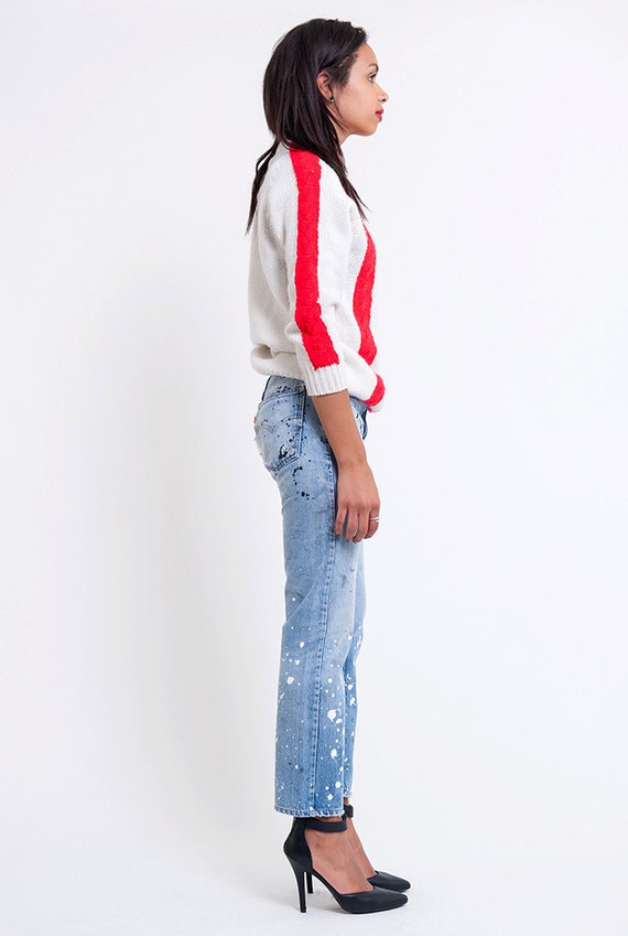 The Vintage Red & White Nautical Striped Sweater