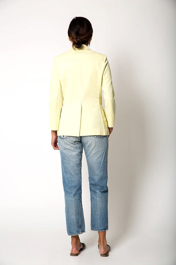 Yellow Wool Blend Utility Vintage Blazer Jacket - image 3