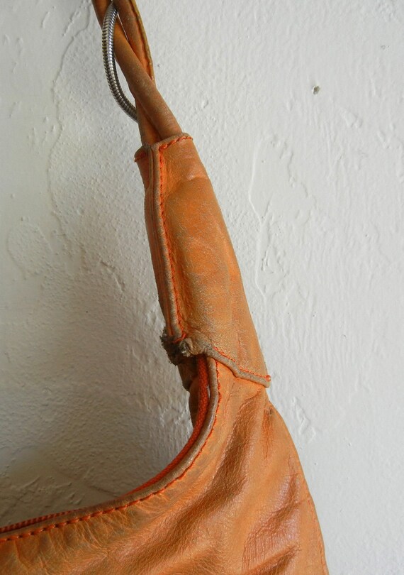 Burnt Orange Vintage Leather Shoulder Bag Purse - image 3