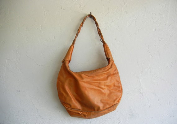 Burnt Orange Vintage Leather Shoulder Bag Purse - image 1