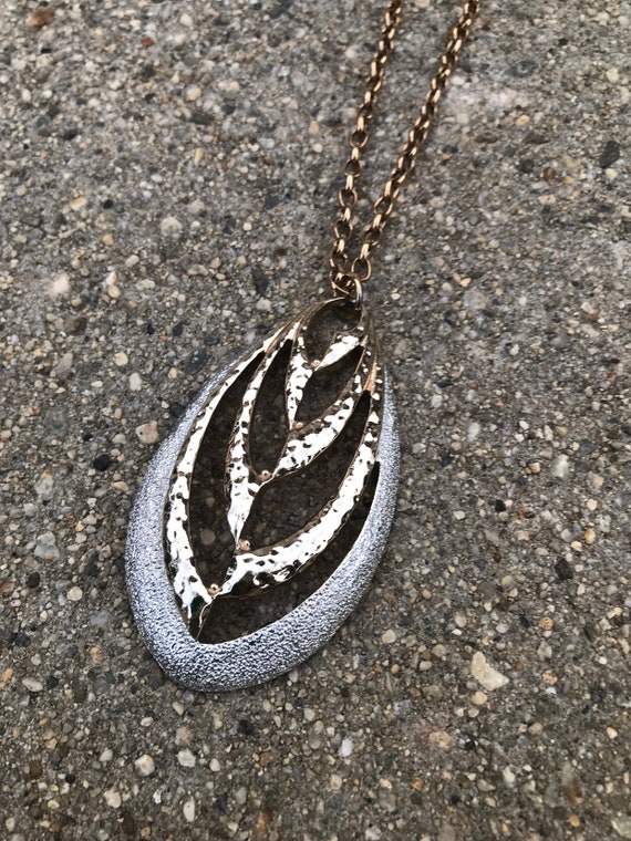 Sarah Coventry Silver and Gold Plated Leaf Pendant