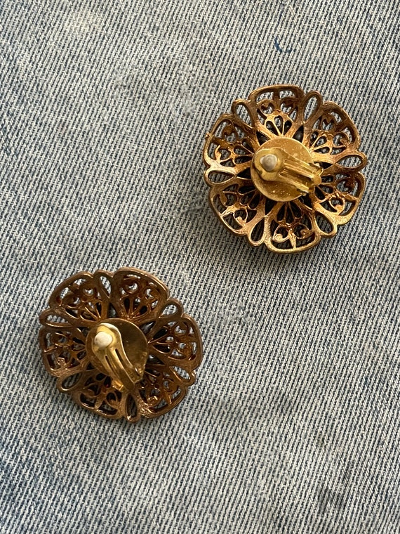Ping Glass Gold Plated Flower Floral Vintage Cost… - image 7
