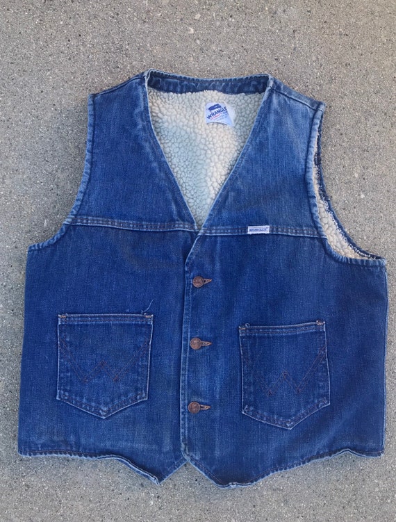 Wrangler Vintage Dark Wash Denim Vest Size L