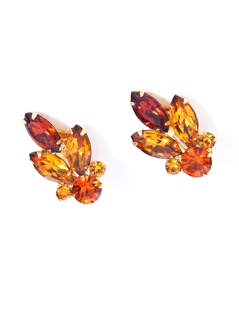 Vintage Amber and Brown Bumblebee Clip On Earrings image 2