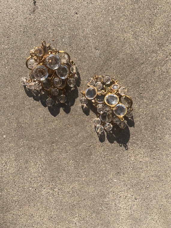 Clear Jeweled Dangle Cluster Drop Sparkle Vintage… - image 3