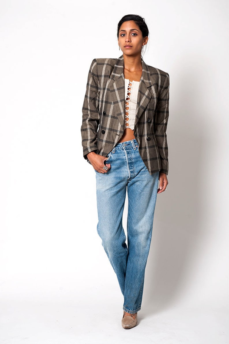 The Vintage Preppy Plaid Suit Blazer image 1