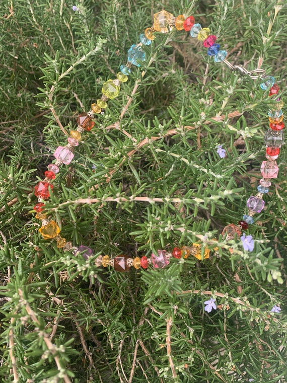 Rainbow Candy Colored Beaded Vintage Necklace - image 3