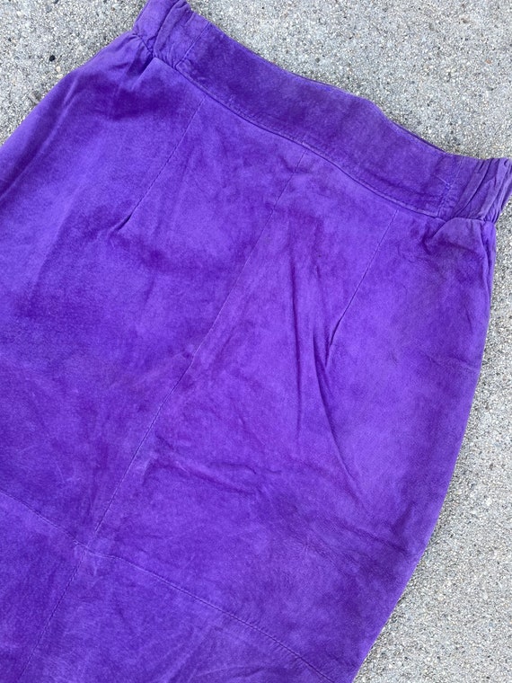 Skove Purple Suede Leather Vintage Pencil Skirt S… - image 4