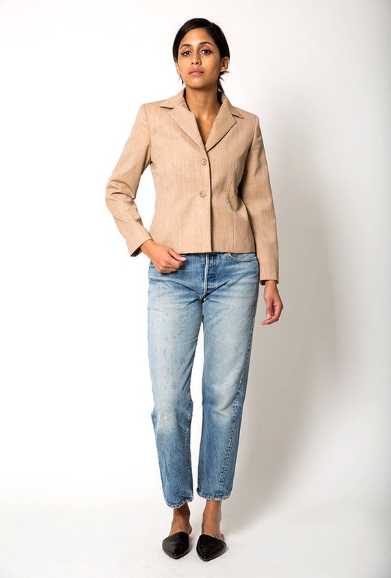 Pendleton Vintage Tan Wool Blazer Jacket - image 1