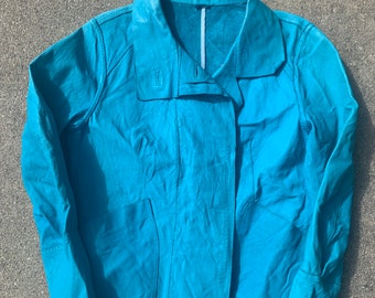 Turquoise Vibrant Leather Lightweight Vintage Jacket Size Small