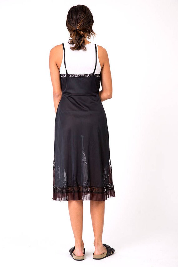 Black Satin Vintage 1970s Slip Tank Dress Gem