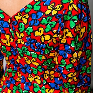 Red Multicolor Rainbow Butterfly Twirl Vintage Dress image 5