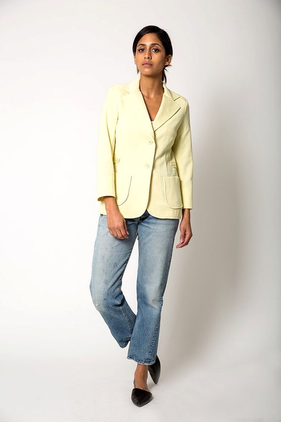 Yellow Wool Blend Utility Vintage Blazer Jacket - image 1