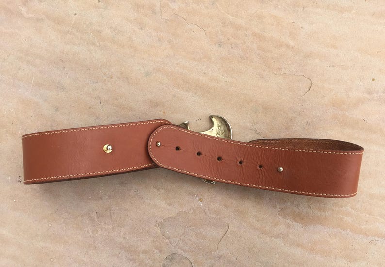 The Vintage Tan Gold Plated Buckle Italian Made Belt