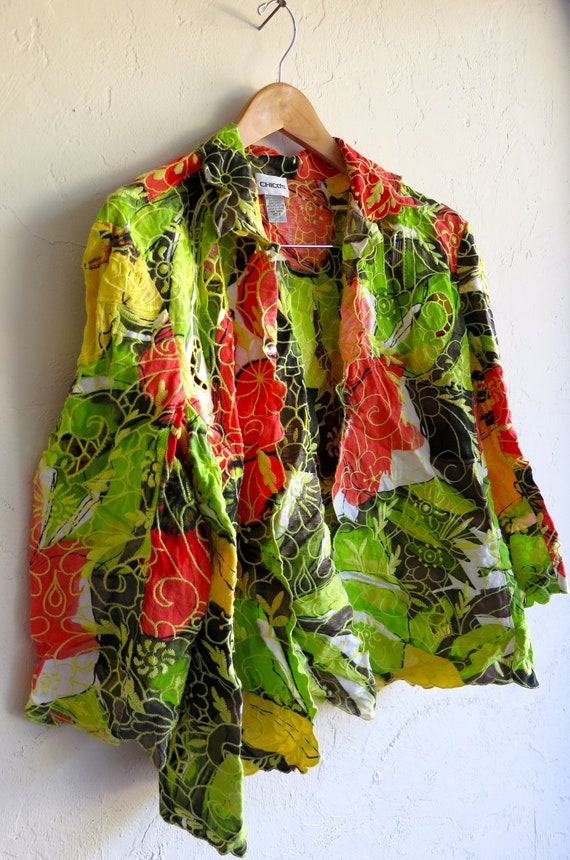 The Neon Green and Orange Floral Cut-Out Jacket